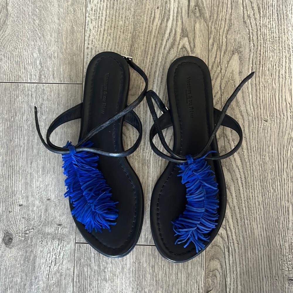 Visconti & Du Reau sandals with blue fringe. Size 8